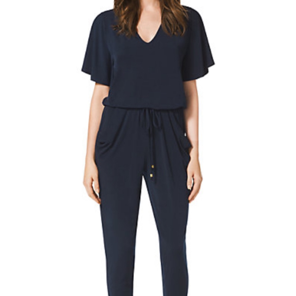 Micheal Kors V Neck Matte Jersey Jumpsuit